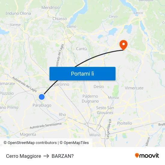 Cerro Maggiore to BARZAN? map