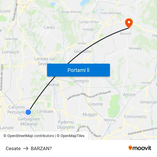 Cesate to BARZAN? map