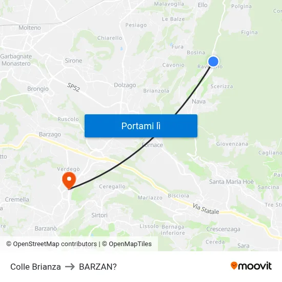 Colle Brianza to BARZAN? map