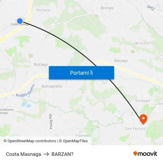 Costa Masnaga to BARZAN? map