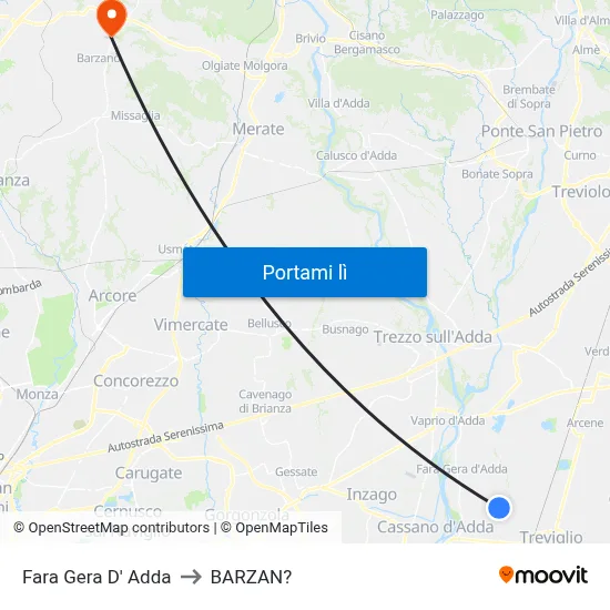 Fara Gera D' Adda to BARZAN? map