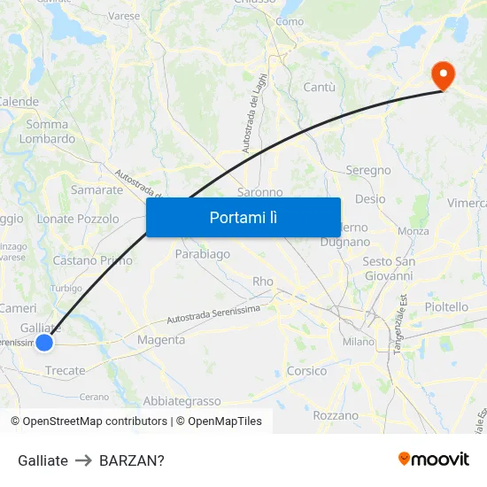 Galliate to BARZAN? map