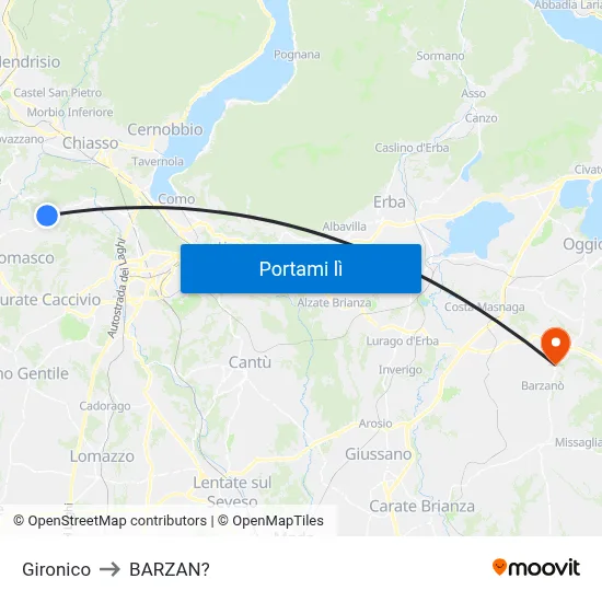 Gironico to BARZAN? map