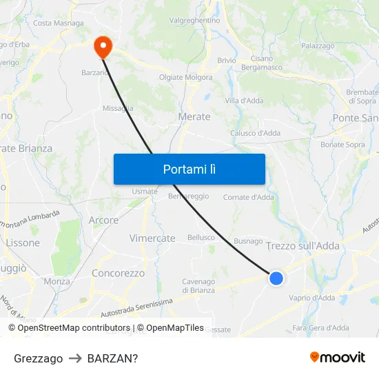 Grezzago to BARZAN? map