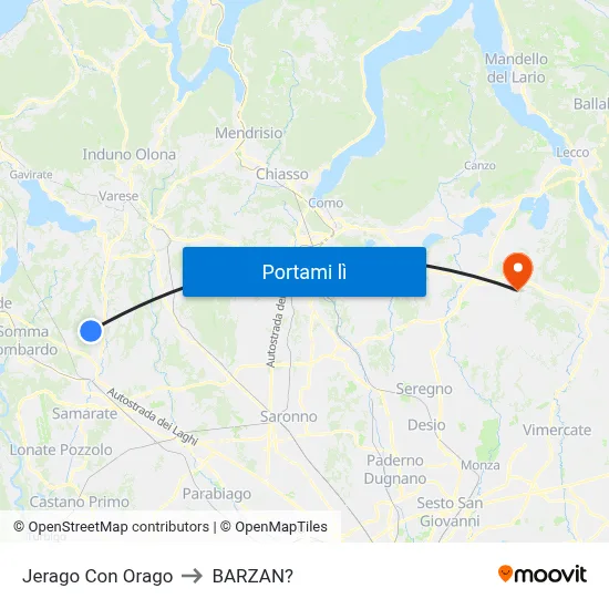 Jerago Con Orago to BARZAN? map