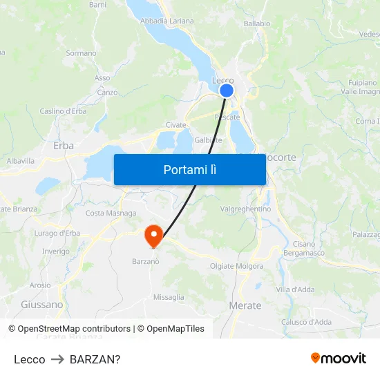 Lecco to BARZAN? map