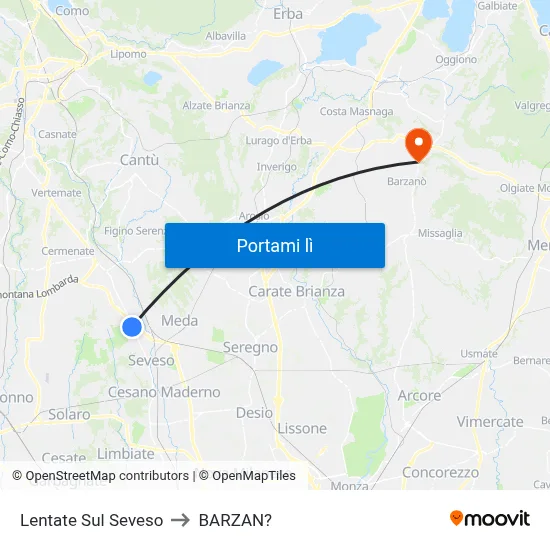 Lentate Sul Seveso to BARZAN? map