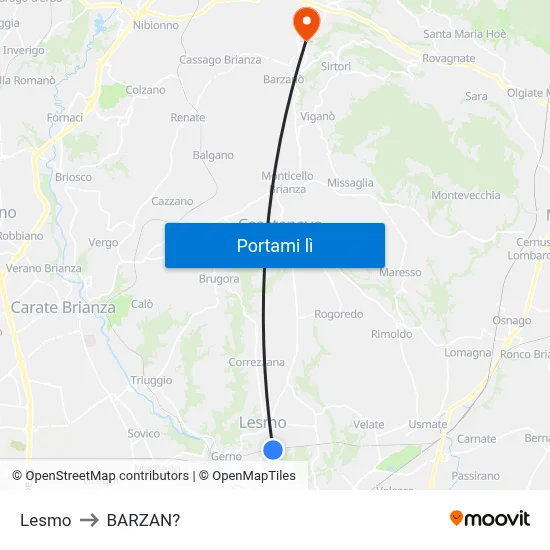Lesmo to BARZAN? map