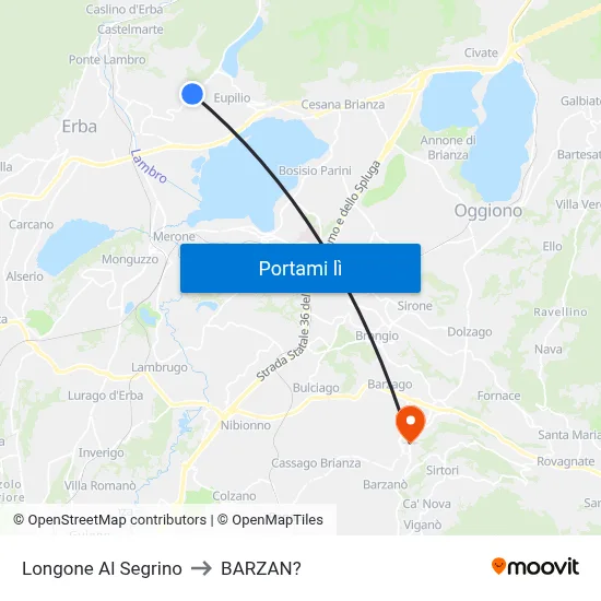 Longone Al Segrino to BARZAN? map