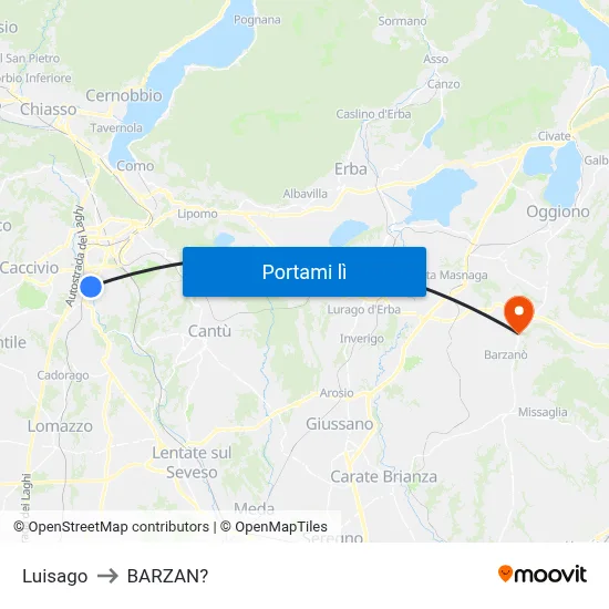 Luisago to BARZAN? map