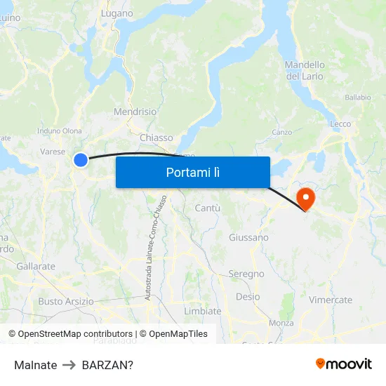 Malnate to BARZAN? map
