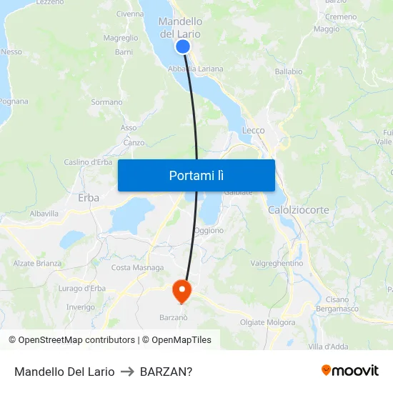 Mandello Del Lario to BARZAN? map