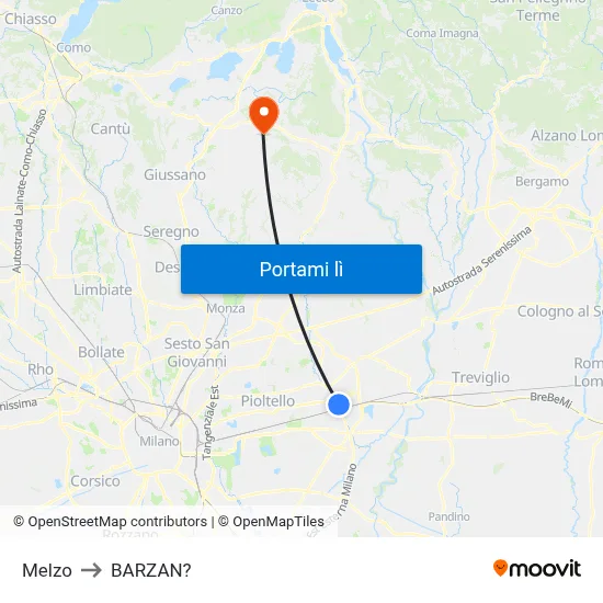Melzo to BARZAN? map