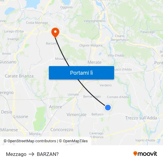 Mezzago to BARZAN? map