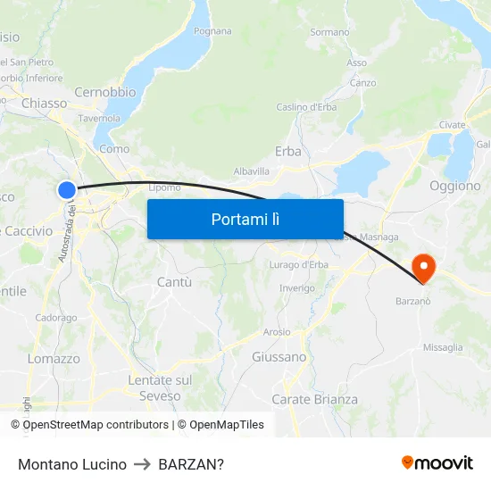 Montano Lucino to BARZAN? map