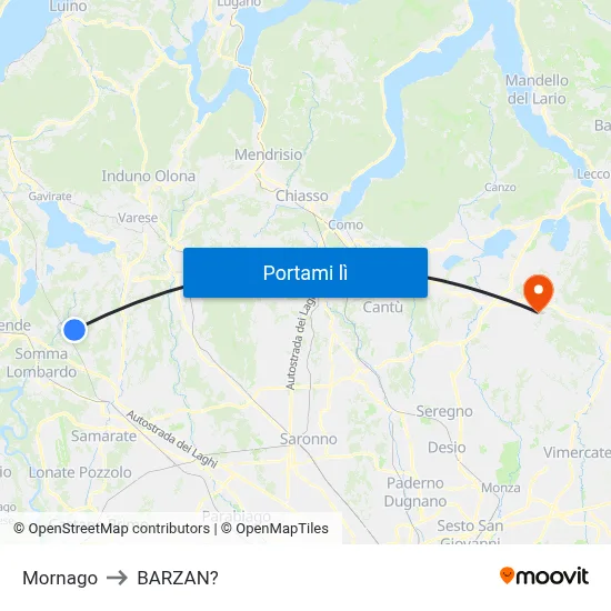 Mornago to BARZAN? map