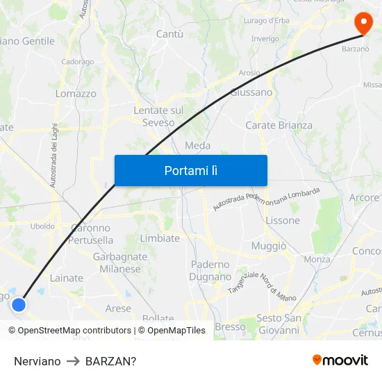 Nerviano to BARZAN? map
