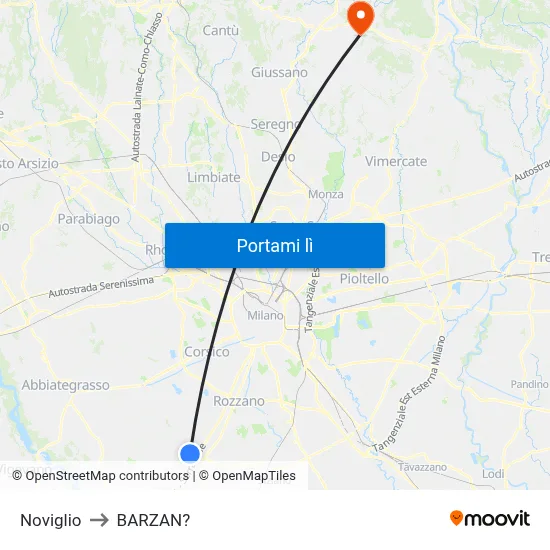 Noviglio to BARZAN? map