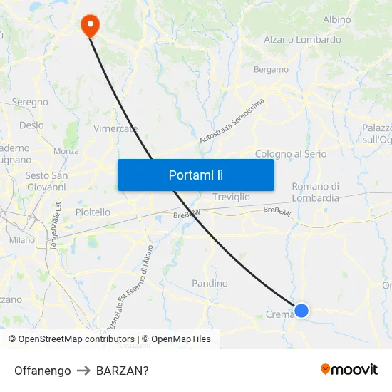 Offanengo to BARZAN? map