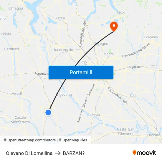 Olevano Di Lomellina to BARZAN? map