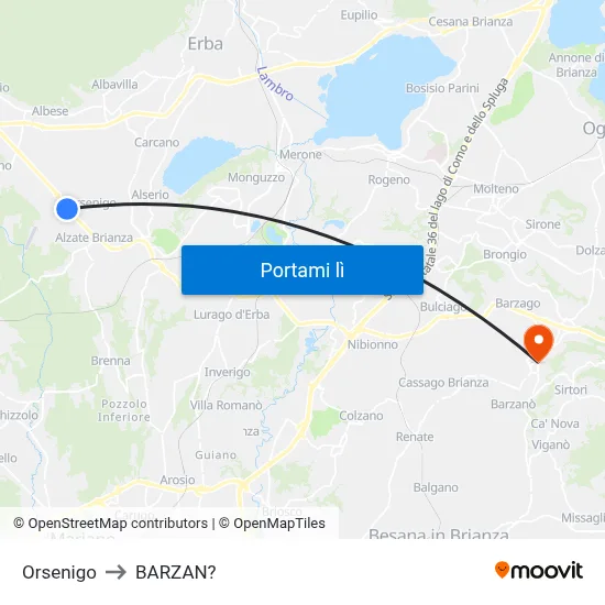 Orsenigo to BARZAN? map