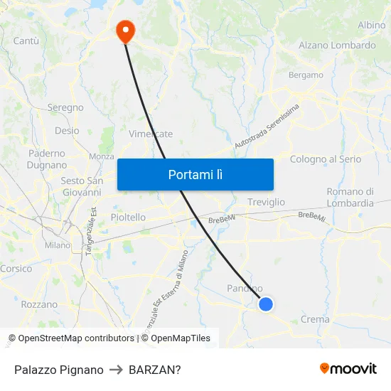 Palazzo Pignano to BARZAN? map