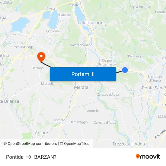 Pontida to BARZAN? map