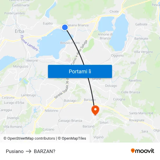 Pusiano to BARZAN? map