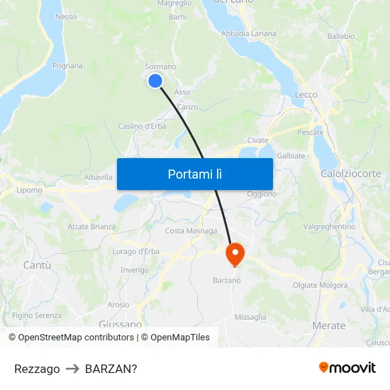 Rezzago to BARZAN? map