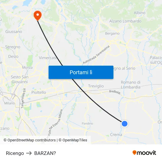 Ricengo to BARZAN? map