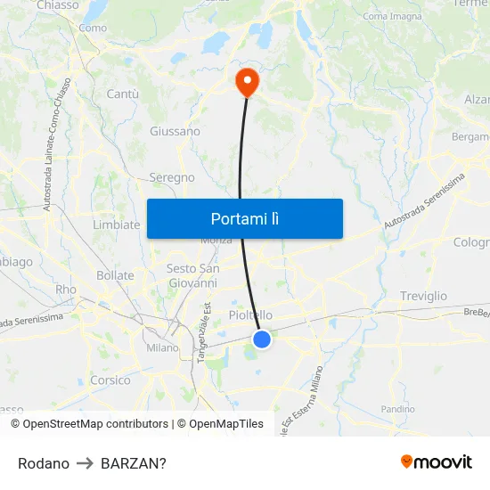 Rodano to BARZAN? map
