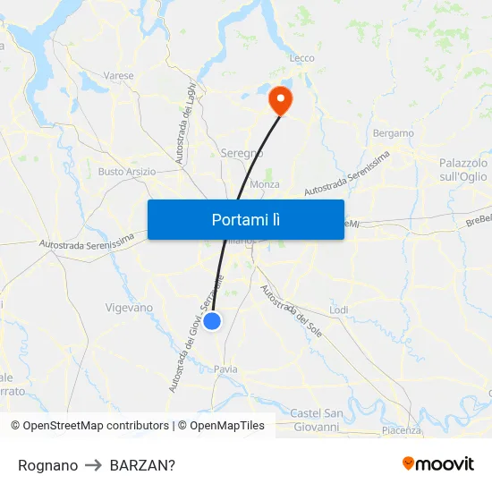 Rognano to BARZAN? map