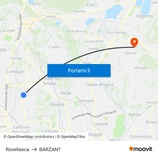 Rovellasca to BARZAN? map