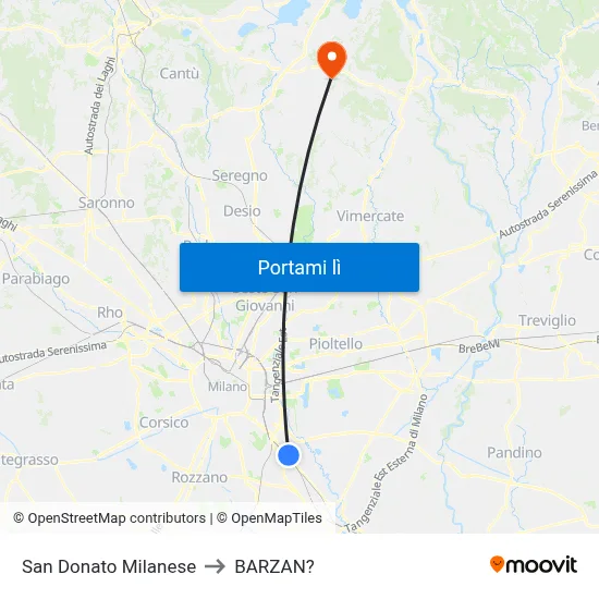 San Donato Milanese to BARZAN? map