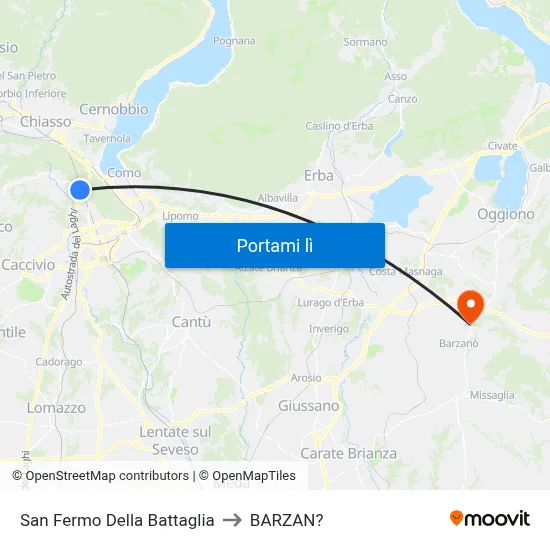 San Fermo Della Battaglia to BARZAN? map