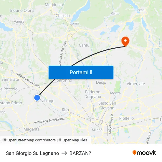 San Giorgio Su Legnano to BARZAN? map