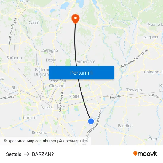 Settala to BARZAN? map