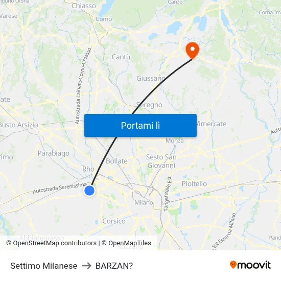 Settimo Milanese to BARZAN? map