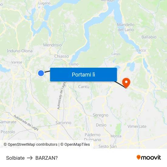 Solbiate to BARZAN? map