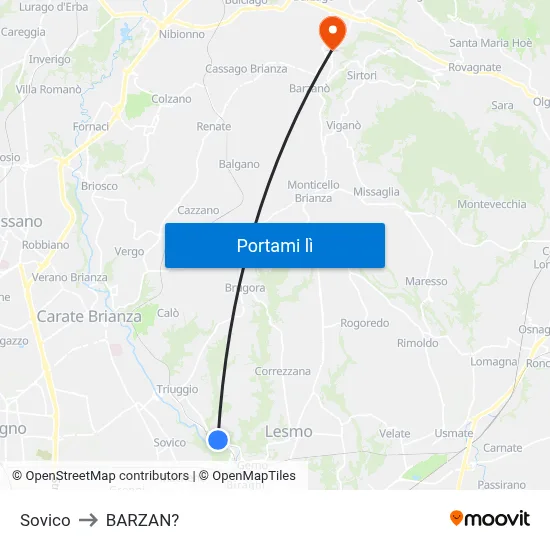 Sovico to BARZAN? map