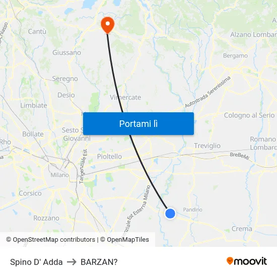 Spino D' Adda to BARZAN? map