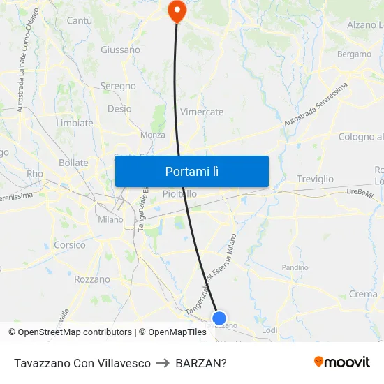 Tavazzano Con Villavesco to BARZAN? map
