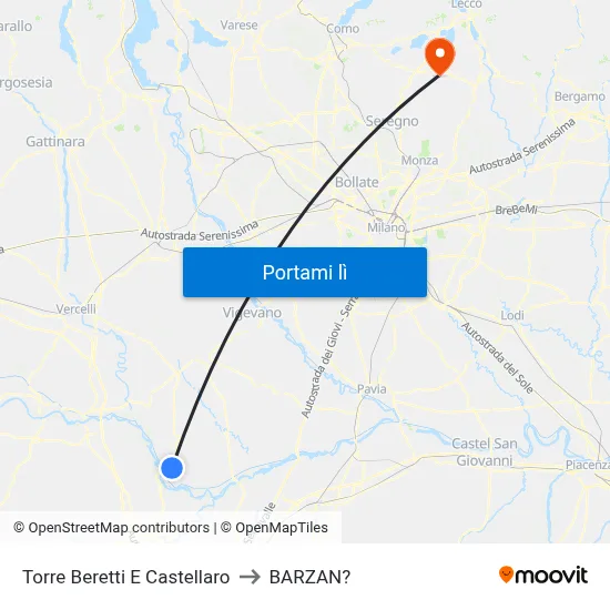Torre Beretti E Castellaro to BARZAN? map