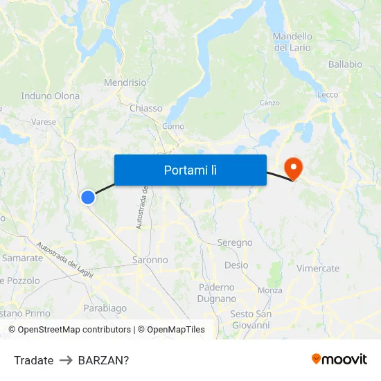 Tradate to BARZAN? map