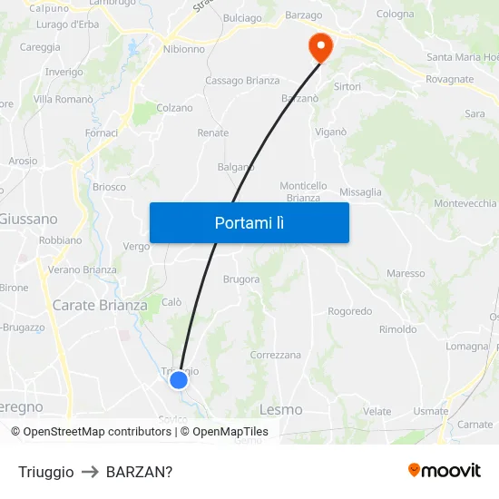 Triuggio to BARZAN? map