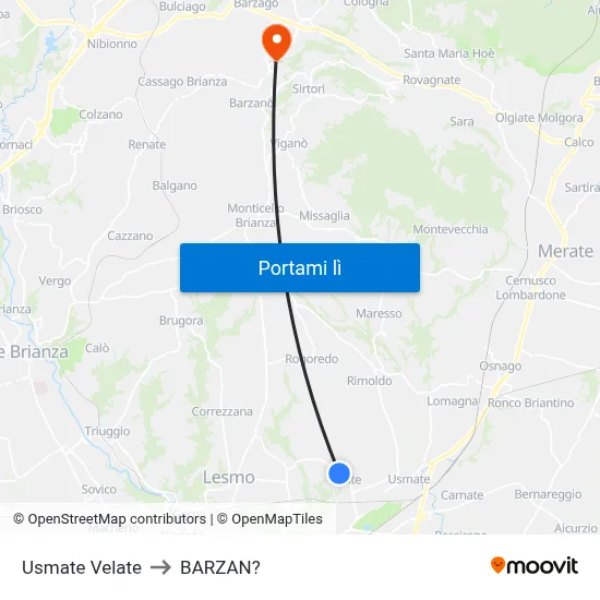 Usmate Velate to BARZAN? map