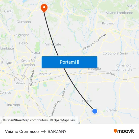 Vaiano Cremasco to BARZAN? map