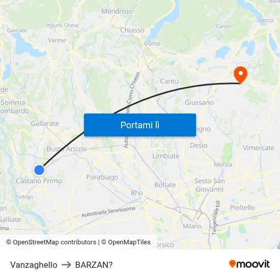 Vanzaghello to BARZAN? map
