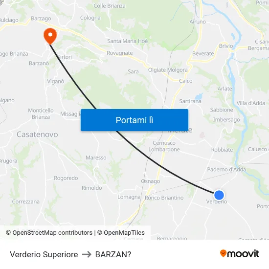 Verderio Superiore to BARZAN? map