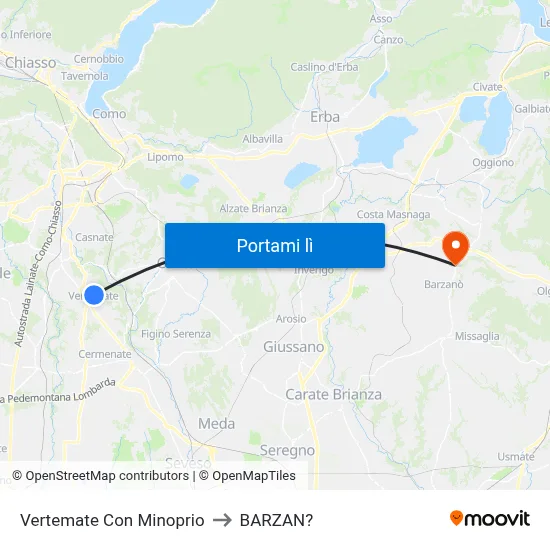 Vertemate Con Minoprio to BARZAN? map